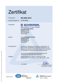 DIN EN ISO 9001: Einzelzertifikat: Deutsch/Englisch